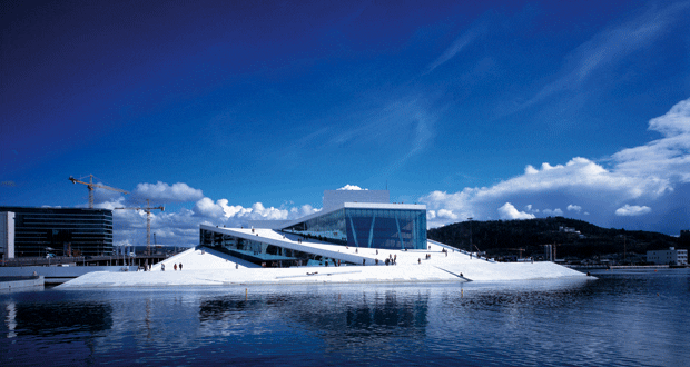 The marble roof of the opera house is intended to entice a wide range of public use