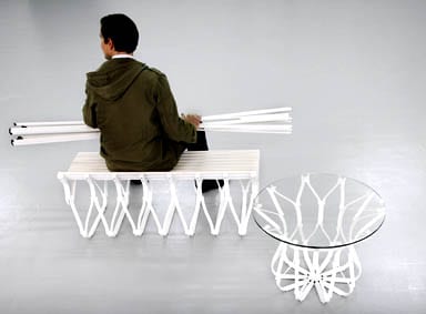Upon bench, coat rack and table, 2007, for Schönbuch