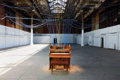 The cast-iron Maritime Building wired up to the organ The cast-iron Maritime Building wired up to the organ