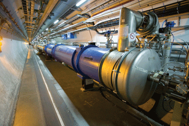 The 27km-long particle accelerator tunnel, where protons are spun up to almost the speed of light