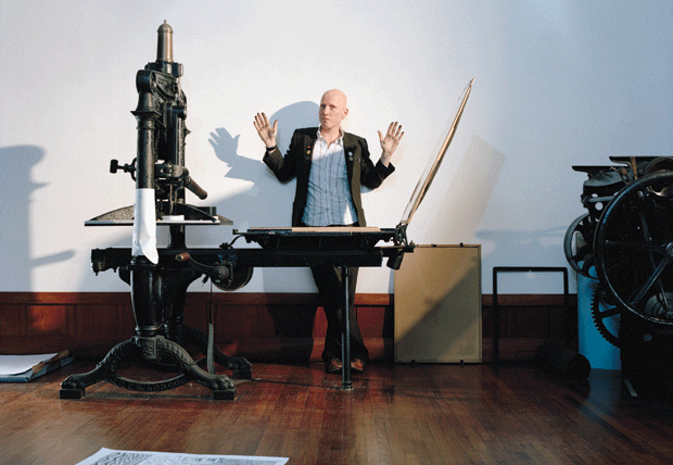 Stanley Donwood and the Albion press used to make the Fleet Street print Stanley Donwood and the Albion press used to make the Fleet Street print