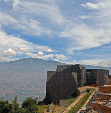 The library buildings sit on concrete retaining walls to protect against frequent landslides