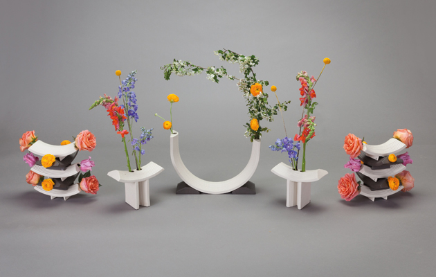 Rainbow vases and candle holder by Bethan Laura Wood