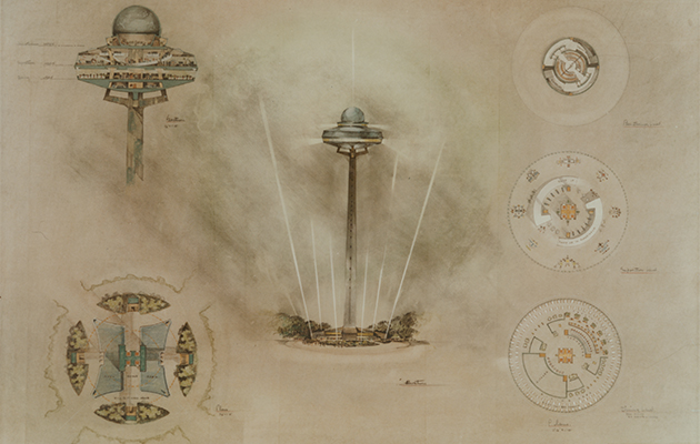 Space Needle artists conception Seattle Worlds Fair 1960