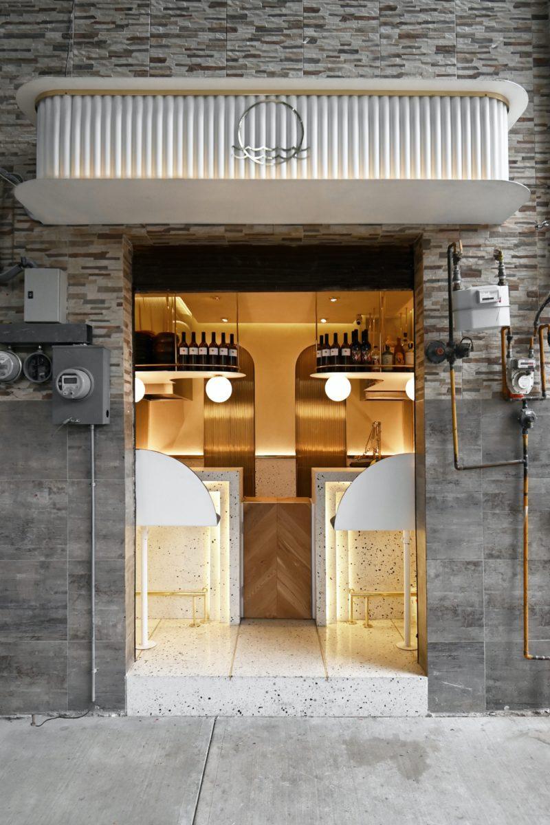 Pargot Restaurant Mexico City Mexico white stone interior brass interior bar interior mexico bar