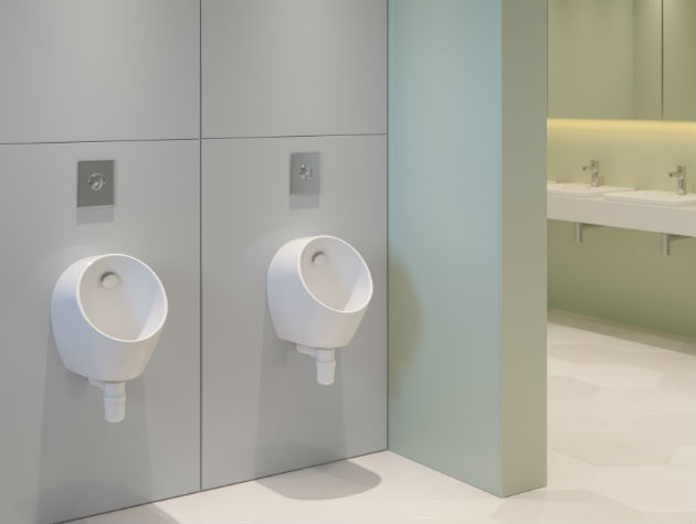 modern washroom with urinals