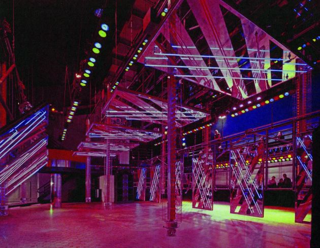 The ‘flying ceiling’ at Studio 54. Jules Fisher and Paul Marantz designed the dancefloor, which was inspired by moving theatrical sets. Credit: Jaime Ardiles-Arce