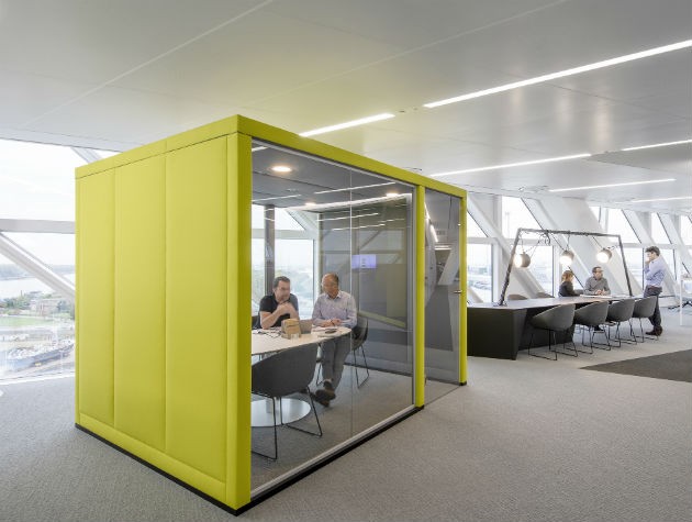 container pod and open meeting space inside office