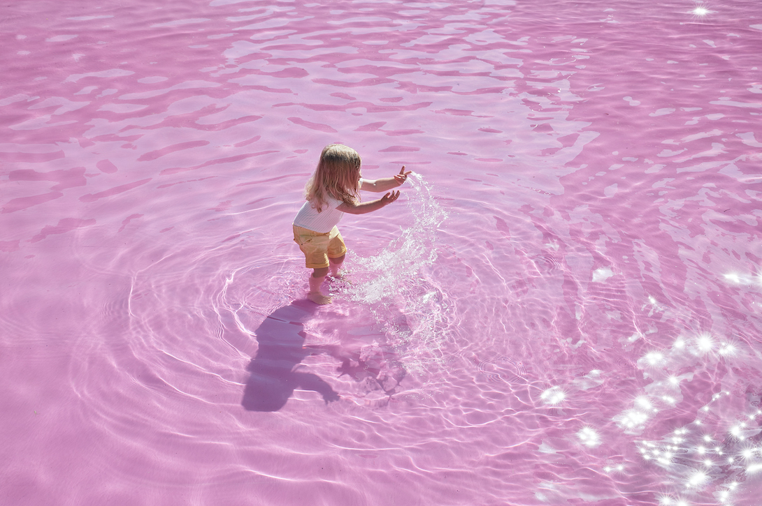 New goods listing Giant pink paddling pool opens in central Melbourne -  ICON Magazine, pink water