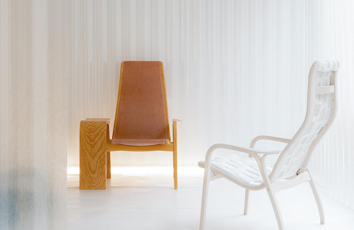 Lab La Bla-minos high-back chair leather white chair Yngve Ekström Lamino chair