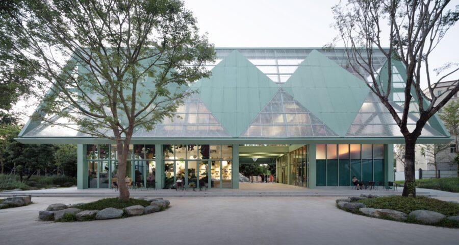 Four Roof Pavilion Found Projects Schneider Luescher Shenzhen exterior architecture pastels
