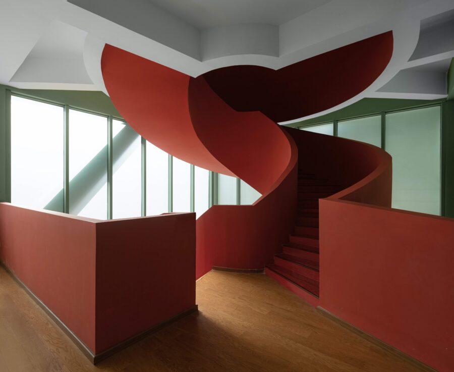 Four Roof Pavilion Found Projects Schneider Luescher Shenzhen interior architecture pastels staircase