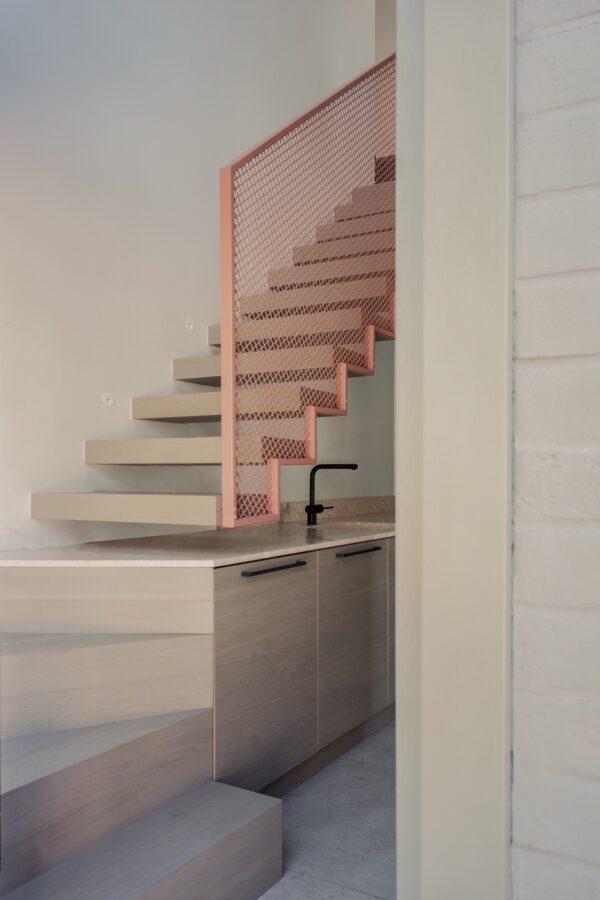 Nikos Hadjimichalis villa Greece Neiheiser Argyros interior staircase concrete pink