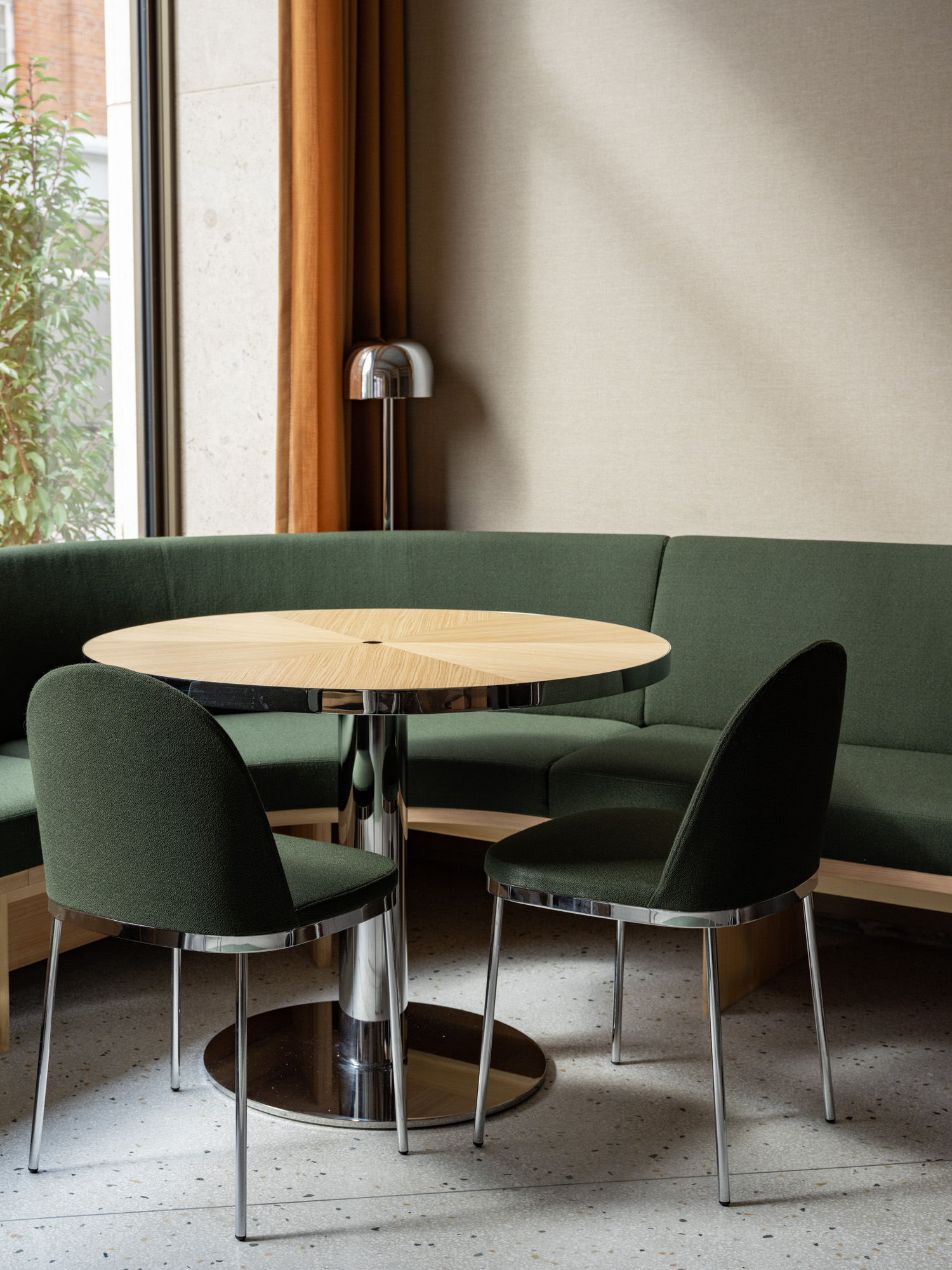 Levi Copenhagen restaurant Johannes Torpe Studios interior design green chairs