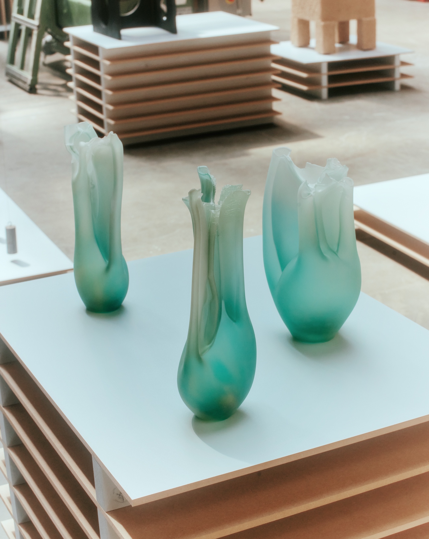 Laura Sonne Lund Creatures of the Woods vase blue green Ukurant Reffen Copenhagen 3 Days of Design