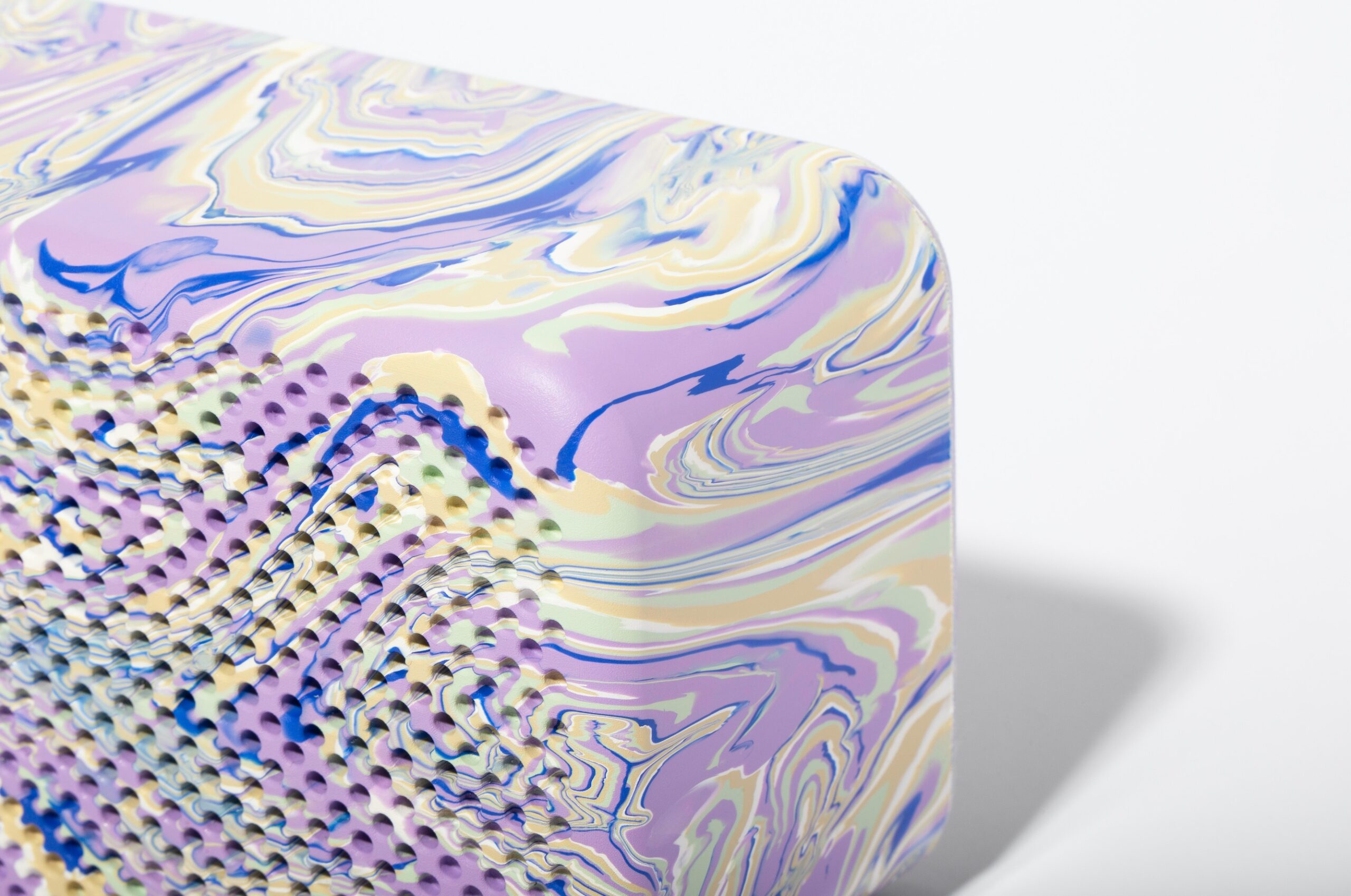 Gomi speaker recycled materials plastic detail purple pattern