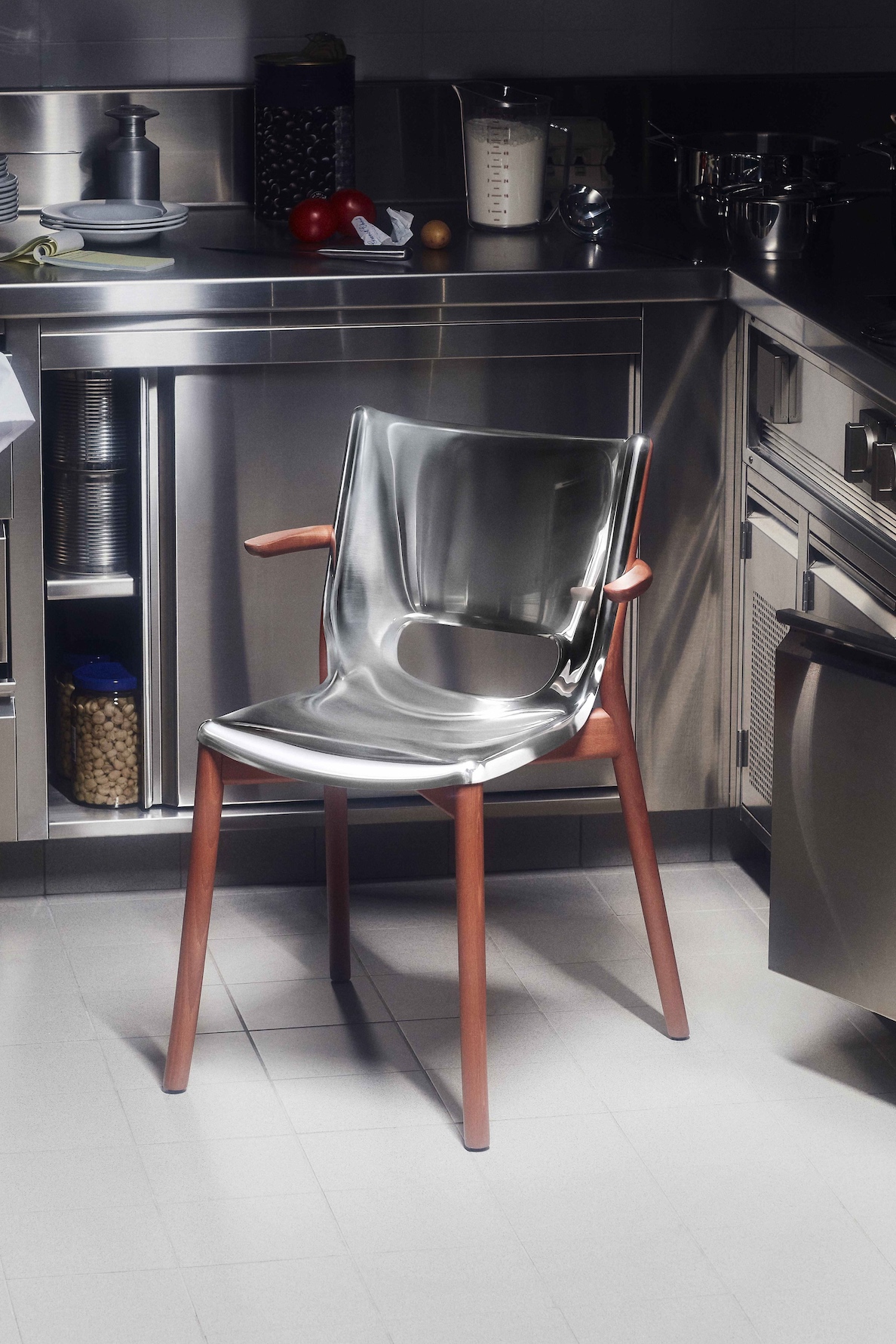 Poêle Chair Alessi stainless steel wood chair Philippe Starck 