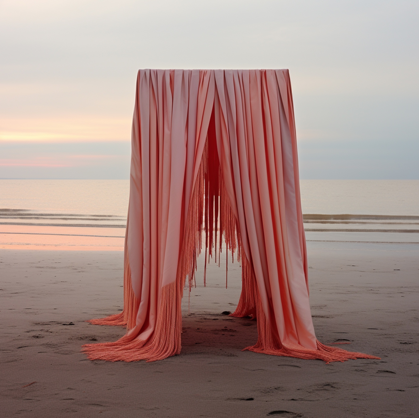Anna Cwik AI visualisation pink curtain beach