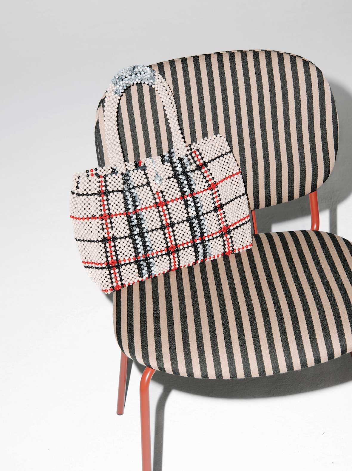 Deka red chair striped bag
