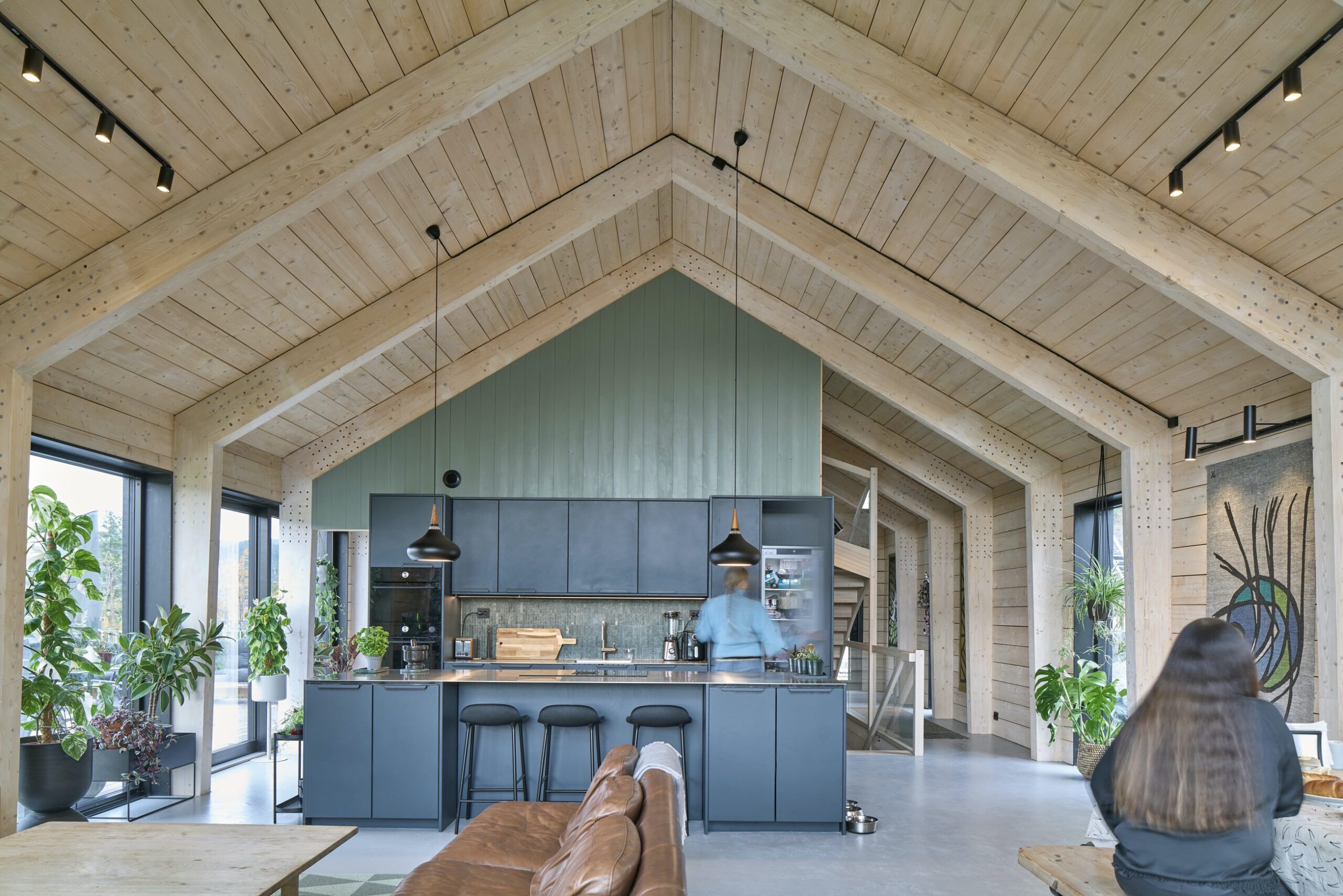 House Dokka Snohetta Norway architecture interior wooden roof kitchen