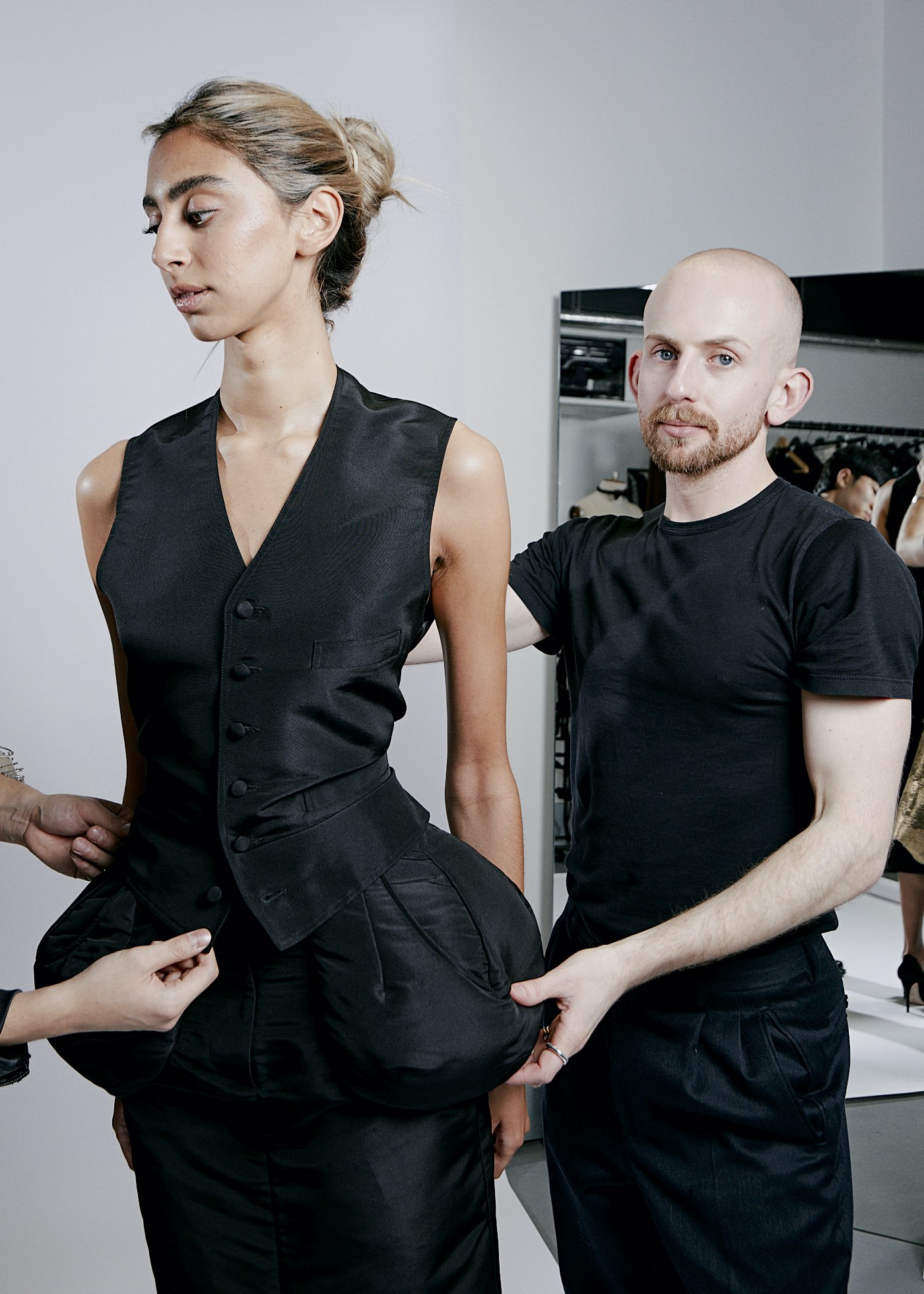 orenzo Berni Patrick McDowell autumn winter collection black top on model
